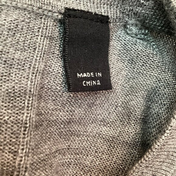 Allsaints Merino Wool Crewneck Sweater Mens Large Gray RWS Certified - Picture 11 of 12